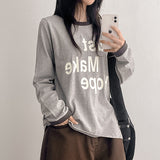 Lettering Long Sleeve Hope Ringer Color-Blocked Long Sleeve T-Shirt (4 colors)