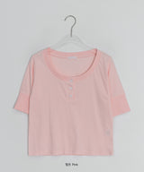 Taeyu Color Button Short Sleeve Tee
