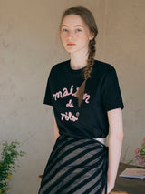 MAISON DE ROLA エンブロイダリーTシャツ ブラック