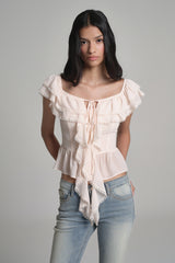 Cherry Sorbet Ruffle Top, Baby Pink
