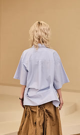 Bijou point short sleeve shirts Sky blue