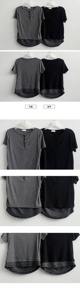 スパンユニットプライス,レイヤードボタンTシャツ