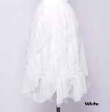 Slide diagonal frill midi skirt