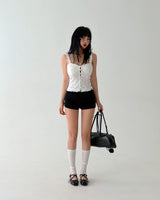 a punching eyelet bustier blouse