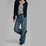 [Lavern] Ribbed Round-Neck Long-Sleeve Cardigan - 6 Colors