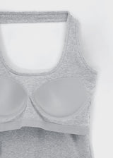 [B-BASIC] Ribbed Halter Sleeveless Top (Built-in Cap)