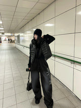 Dark gray dust washing pants