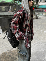 Western Checkered Hooded Shirt