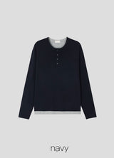 ツートーンレイヤードヘムTシャツ