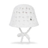 VA Curved Oval Metal Knit Punching Bucket Hat / White