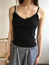 Otti frill button sleeveless top (3color)