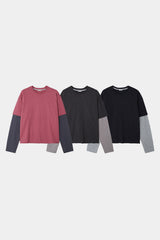 スラブクロップレイヤーTシャツ