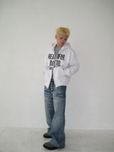 Vintage Graphic Lettering Two-Way Zip Hoodie (3c)