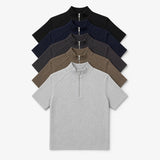 Ziden Half Zip-Up Ribbed Short-Sleeve T-Shirt