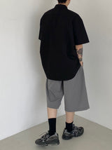 ツータックワイドバンディングハーフパンツ　2色