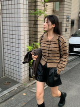 Clang ウール ストライプ カーディガン