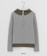 Kahome Peach Fuzz Stripe Layered Hoodie