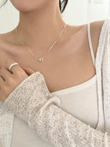 [Silver 925] two-line double ring necklace / Daily simple point