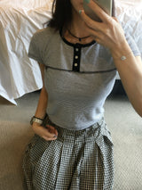 ピクニックハーフボタンTシャツ (4c)