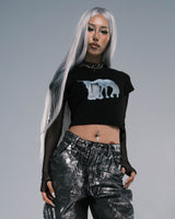 ユニコーンレイヤードTシャツ  (ブラック)