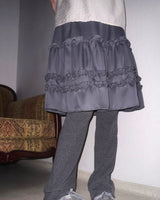 (2color) Frill Tiered Pants Layered Chiffon Skirt