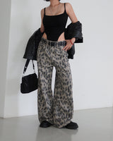 leopard leopard wide long pants