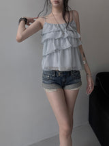 ruffle sheer bustier blouse (2color)