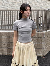 RIBBED HALF NECK TEE (4C)