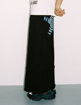 Twister Star Sweat Long Skirt - Black