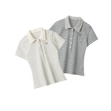 Cozy ストライプカラーTシャツ 231949406