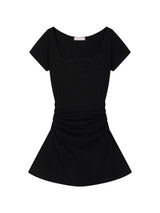 [MADE] Viola Lace Shirred Mini Dress