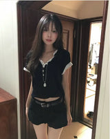list button loose short sleeve tee