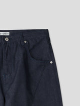 Non-fade diagonal raw denim pants