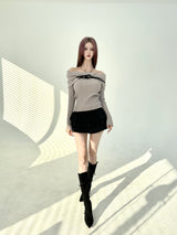 Western belt off slim knit (3color)
