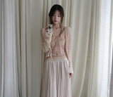 finit sheer pearl satin floor-length sk
