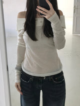 ピアオフショルダ―Tシャツ(2 colors)