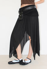 SHEER WRAP UNBALANCE SKIRT