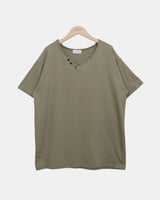 Nadeun Henley V-Neck Short Sleeve T-Shirt