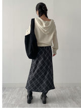 [wool 55%] ミニホールラグランフーデッドニット