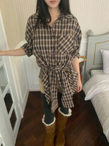 Rook Waist Point Check Long Shirt