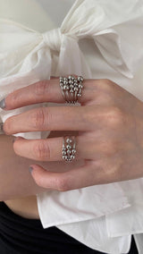 Silver ball bangle ring 2SET