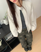 Pimme Military Camo Pocket Cargo Bootcut Cotton Long Pants