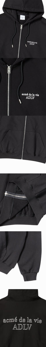 25FW ボーダーラインベーシックロゴフーディージップアップ ブラック