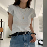 [BELLIDE MADE] デイリーラベルセミクロップド半袖Tシャツ