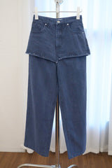 ウォッシュド デニム スカートパンツ(Navy/2size)