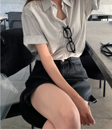 Rear Stripe Short Sleeve Shirt / 2 colors
