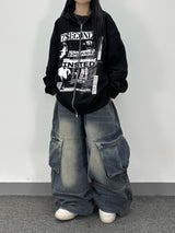  retro denim cargo pants