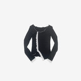 Fabina Wool Two Tone Frill T-Shirt