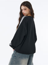 [Unisex] SPORTY TRACK V-NECK OVER FIT SWEATSHIRT (4color)