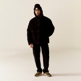 Stranger Regular Fit Corduroy Puffer Jacket (Black)
